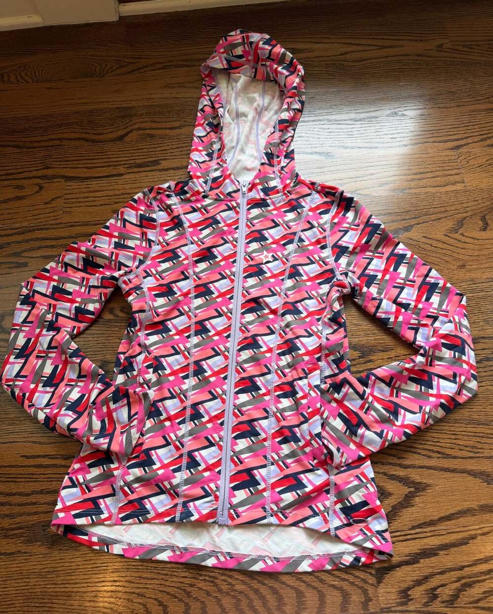 American Girl Feeling Fierce Print Full Zip Hooded Jacket Size M 10/12